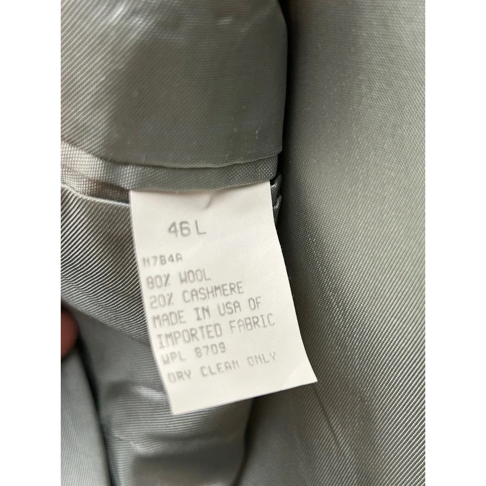 Nautica Mens 46L Wool Cashmere Herringbone‎ Blazer Charcoal Grey Sport Coat USA